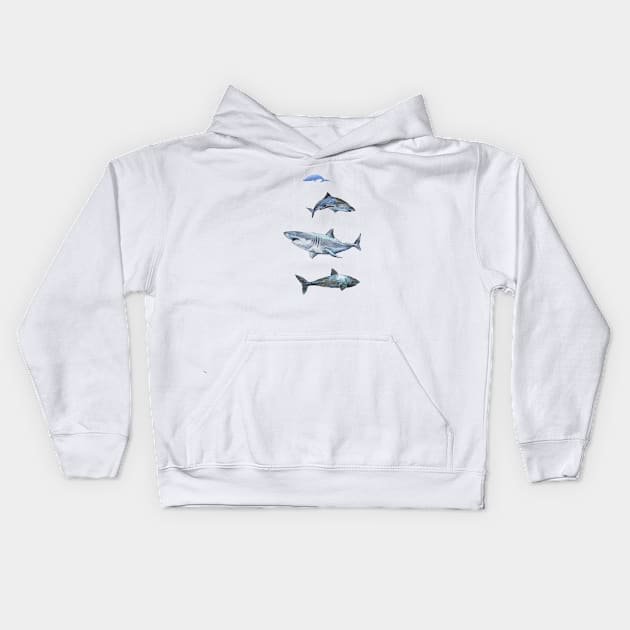 Four Sharks. Kids Hoodie by FanitsaArt